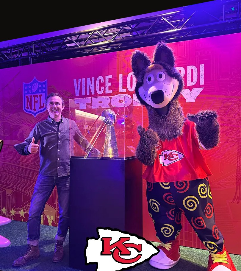 KC Wolf at the Lombardi Trophy activation