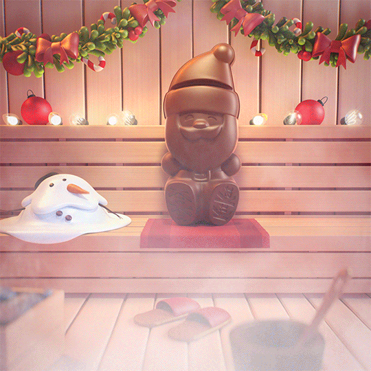 KitKat Christmas sauna character
